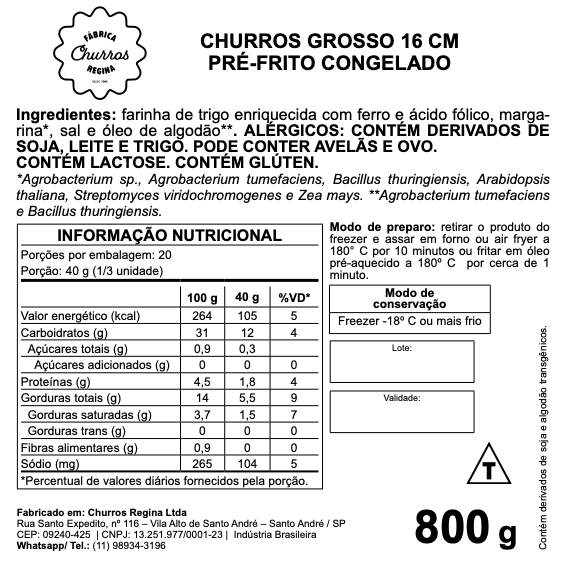 Tabela Nutricional Frito