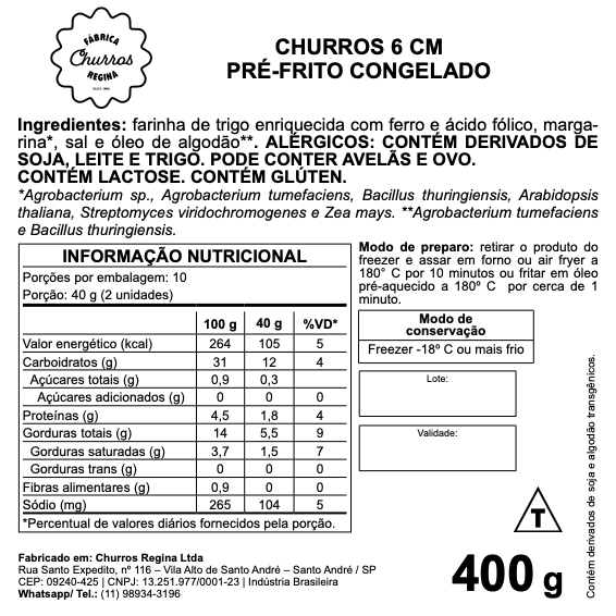 Tabela Nutricional Frito